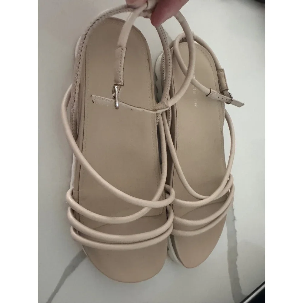 Marc Fisher Joylyn Nude Strappy Sawtooth Platform Sandals Beige Womens 9.5M